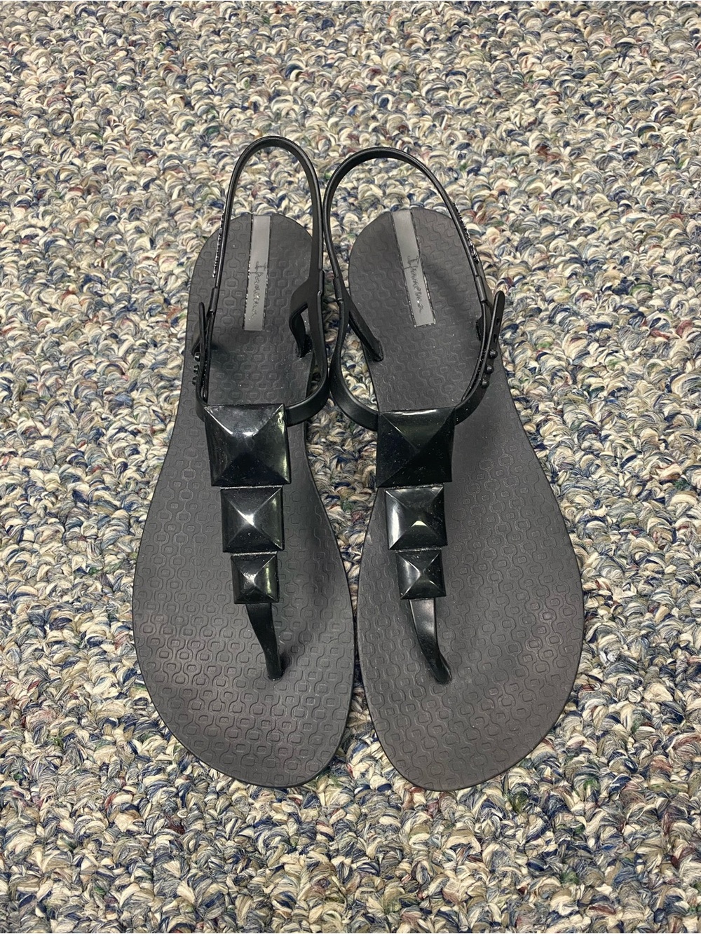 Ipanema Black Pyramid-Embellished Slingback Sandals - Women